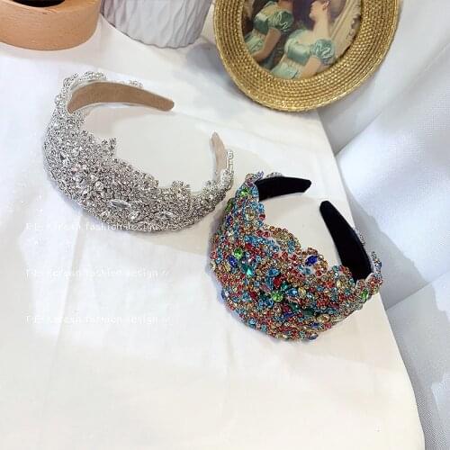 Crystal Gem Baroque Headbands For Women Diamond Hair Accessories Pearl Headband for Girls Crown Flower Hairbands Head Wrap