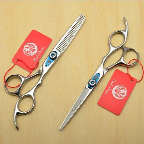 6.0'' 17.5cm Purple Dragon JP 440C Professional Human Hair Scissors Hairdressing Scissors Cutting Shears Thinning Scissors Z1015