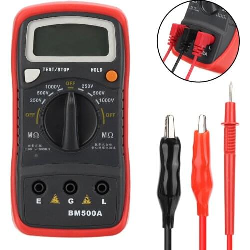 1000V BM500A Handheld Digital LCD Resistance Tester High Accuracy Insulation Resistance Testing Meter Megohmmeter Megger