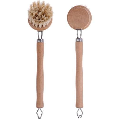 Beech Long handle Pot brush Dish washing brush Household Kitchen cleaning brush Natural Wooden Dish Bowl Washing Cleaning Brush