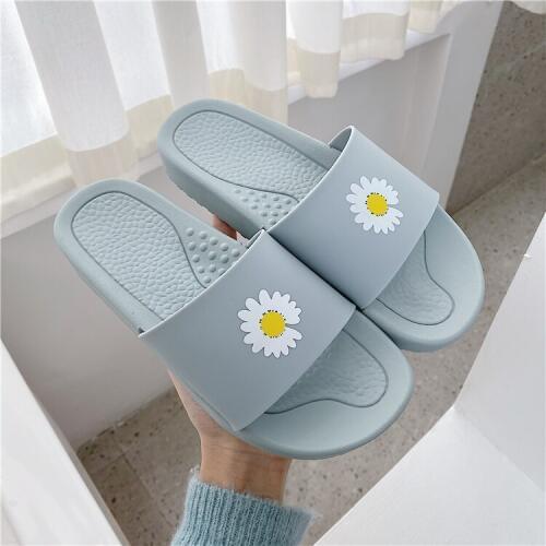 Casual Women Shoes Printed Cute Flower Shoes Outside Beach Sandals Slides Lady Flat Heel Flip Flop Summer Home Non-slip Slippers