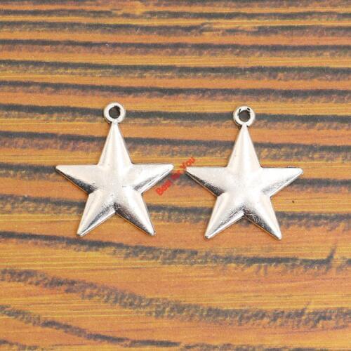 Tibetan Silver Plated Star Charms Pendants Bracelet Necklace Jewelry Making Accessories DIY 23x19mm