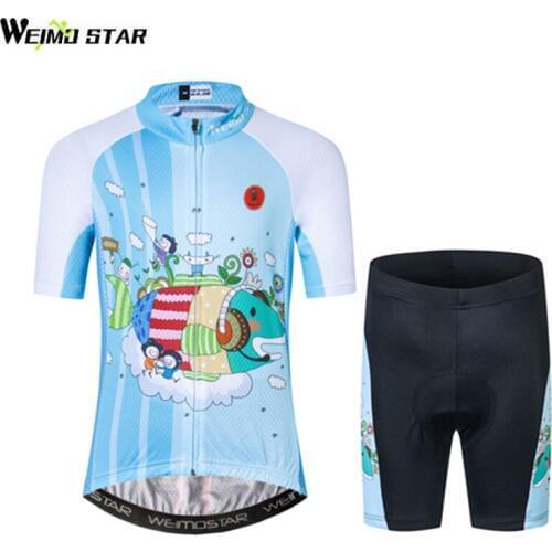 WEIMOSTAR Team Kids Ropa Ciclismo Cycling Clothing Sportswear Breathable Children Cycling Jersey Bike Summer Short Sleeve Sets