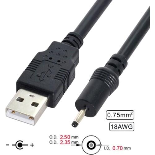 Xiwai 18AWG 0.75mm*2 USB 2.0 A Type Male to DC 2.50mm 2.35mm 0.7mm Power Plug 5V Cable 100cm