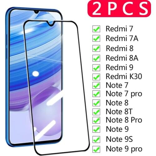 2PCS Tempered Glass For Xiaomi Redmi 9 8 8A 7 7A Screen Protector Glass Redmi K30 Note 7 8 8T 9S 9 Pro Safety Protective Glass