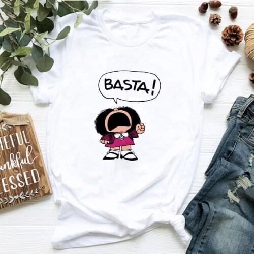 T-shirt Women cartoon PAZ Mafalda or QUIERO Cafe printed Anime graphic T-shirt Harajuku funny T-shirt female tops Tee Clothing