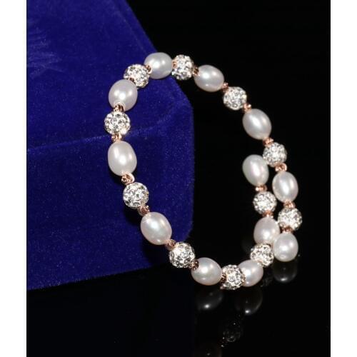 2019 latest design natural pearl bracelet S925 sterling silver drill ball Memory rebound bracelet Womens fashion jewelry
