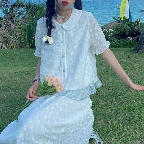 Women Sets Design Simple Trendy Elegant Turn Down Collar A-line Outfits Ulzzang Sweet White Student Holiday Girls Casual Chic