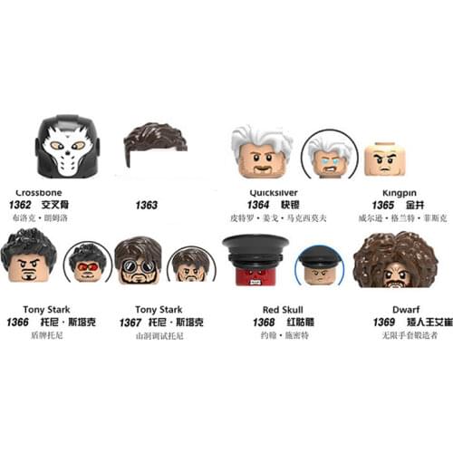 1Pcs Superheroes Tony Starked Red Skulls Crossbones Peter Parkered Mini Figures Bricks Assembled Toys Building Blocks Model