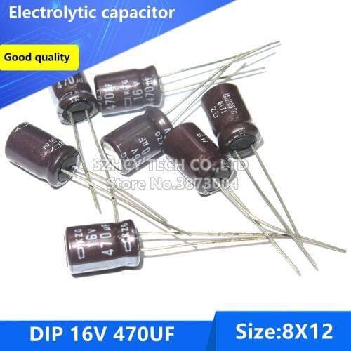 100pcs DIP 16V 470UF 8*12 Electrolytic capacitor