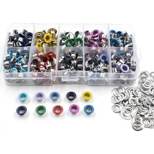 120 sets and tools package .Paint color eyelets. Eyelets rivets. Corn. Color buttonholes. 5mm multicolor corns buckle. Eyelets