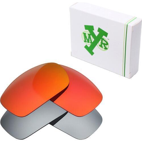 2 Pairs Mryok POLARIZED Replacement Lenses for Oakley X Squared X-Metal Sunglasses Silver Titanium & Fire Red