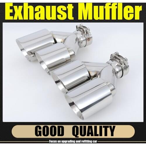 2 Piece：Y Model Exhaust Dual Tips 304 stainless steel Exhausts Dual End Muffler Tips for BMW BENZ AUDI
