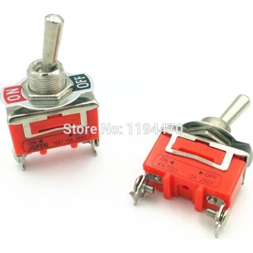 2pcs Latching Toggle Switch 1021 2-Pin 2 Position ON-OFF SPST Maintained 15A 250VAC with Waterproof Cap 12mm Mounting Hole