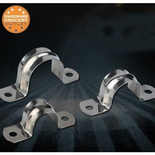 304 Stainless Steel Two Hole Pipe Straps Tension Tube Clip Clamp, 10 pcs
