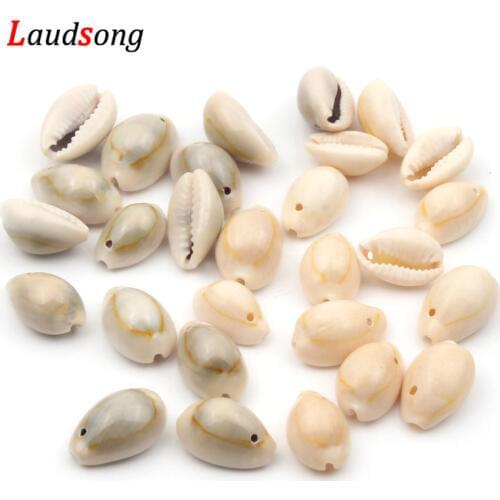 50pcs 10-20mm Natural Sea Shell Beads Cowrie Shells for Diy Beach Bracelet Necklace Jewelry Making Accessories DIY Finding