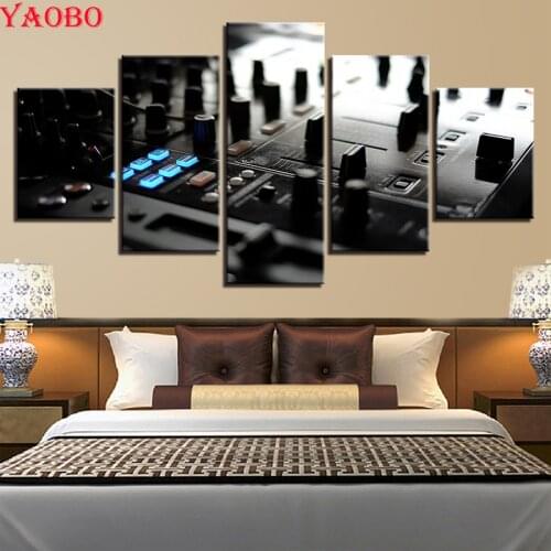 5d diy Diamond Painting Full square/round,Music DJ Console Instrument Mixer Cross Stitch Mosaic Diamond Embroidery 5 Pieces
