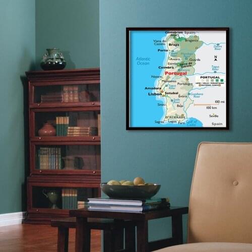 60*60cm The Portugal Topography Map Decorative Wall Poster Canvas Painting Classroom Home Decoration School Supplies