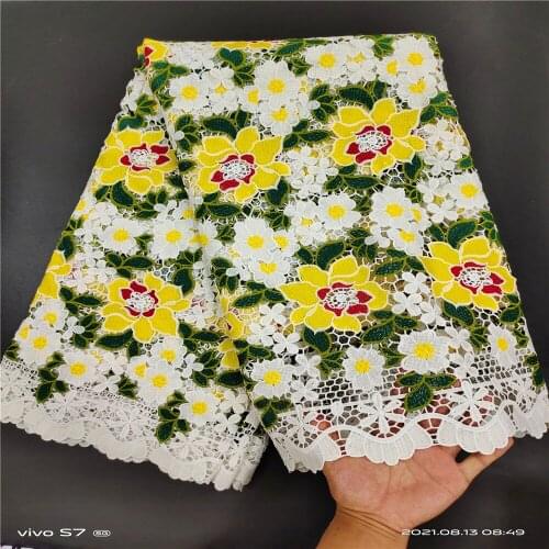 African lace fabric 2021 high quality Guipure lace fabric with Stones Latest French Cord lace fabric for Wedding 5 Yards YYN140