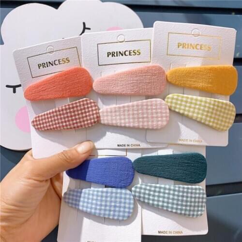 Baby Girls Hair Accessories Set Children Hair Pins For Kids Plaid Hair Clips Bb Clip Candy Color Hair Wear Barrettes 2 Piece