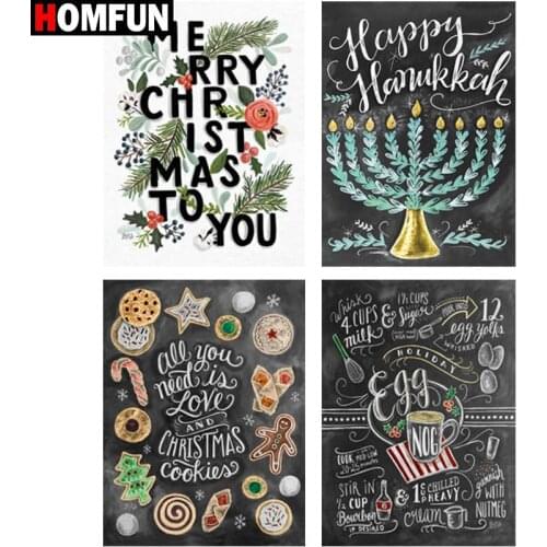 HOMFUN Full Square/Round Drill 5D DIY Diamond Painting "Text landscape" 3D Embroidery Cross Stitch 5D Home Decor Gift