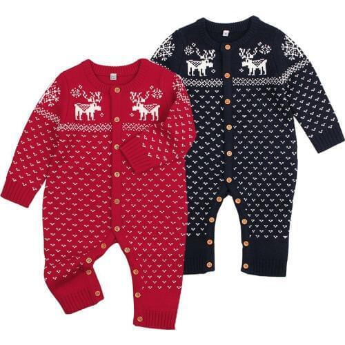 New Baby Girl Romper Newborn Baby Boys Girls Deer Knitting Romper Babies Winter Warm Playsuit Rompers Outfits Christmas Clothing