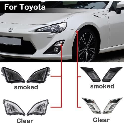For Toyota GT86 Scion FRS 2013-up Clear or smoked lens LED side marker turn signal light Corner lamp