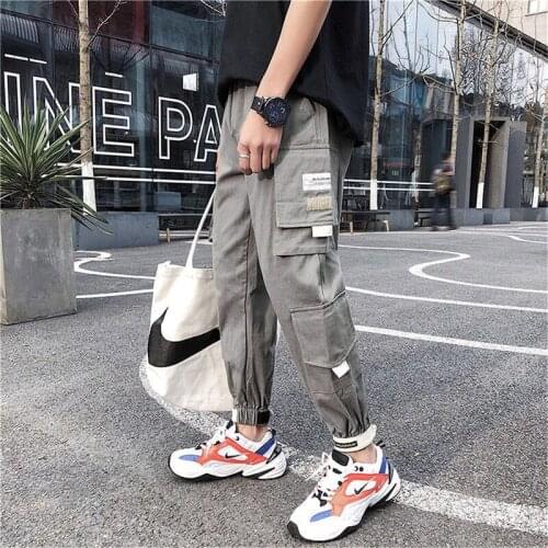 Streetwear Joggers Men Cotton Casual Harem Pants 2021 Spring New Multi-pocket Mens Pants Ankle-length Trousers Men