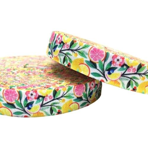 5/8" 15mm Flower Printed Fold Over Elastic Ribbon 10Yards, DIY Handmade Materials, Wedding Gift Wrap Webbing