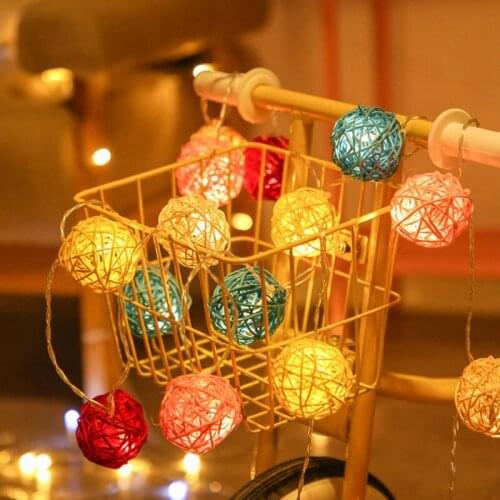 20 Led Ball Fairy Christmas Lights 2.5M Rattan Balls LED String Lights Battery Poewer Garland Holiday Lighting for Party Decor