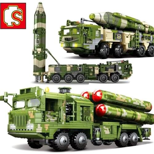 Toy SEMBO Military Air Defense Missile Truck Technical Car Building Blocks Howitzers Vehicle Creator Model Educational Toys
