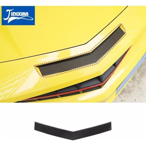 JIDIXIAN Soft Carbon Fiber Car Front Head Decoration Cover Sticker for Chevrolet Camaro 2010 2012 2013-2015 Exterior Accessories