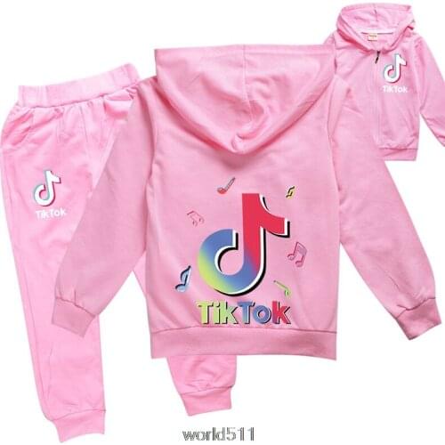 Hot Tik Tok Kids Clothing Sets Zipper Hoodies+Long Pants 2PCS Boy Girl Baby Childrens Set Clothes Suit Outwear