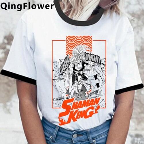 Japanese Anime Shaman King Graphic T-shirt Summer Casual Cool Tshirt Unisex Funny Cartoon T Shirt 90s Hip Hop Top Tees