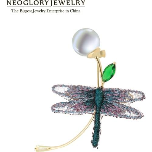 Neoglory Chinese Style Fashion Embroidery Dragonfly Brooches For Women Creative Jewelry for Female Party Gift For Customers