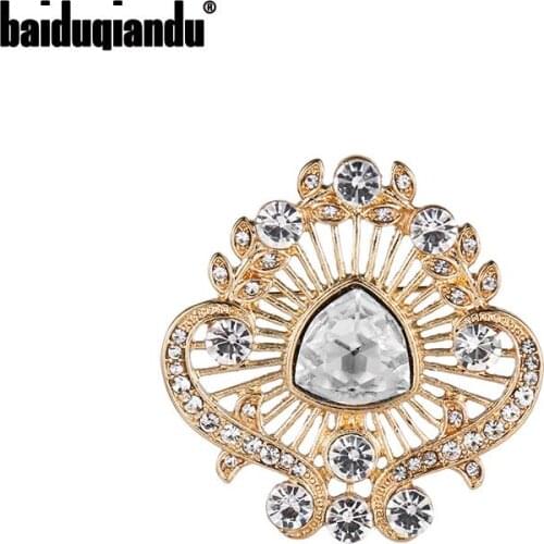 Baiduqiandu 2020 New Arrival Vintage Style Crystal Alloy Brooches for Women or Wedding in Gold Color Plated
