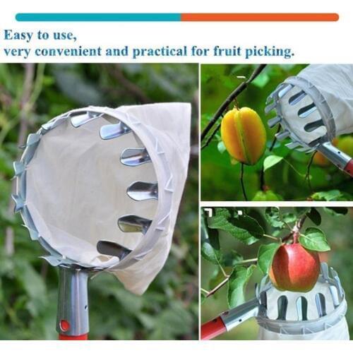 New Metal Fruit Picker Convenient Fabric Orchard Gardening Apple Peach High Tree Picking Tools