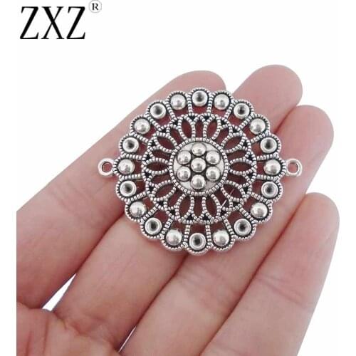 ZXZ 5pcs Large Flower Connector Charms for Bracelet Jewelry Making Findings 44x37mm
