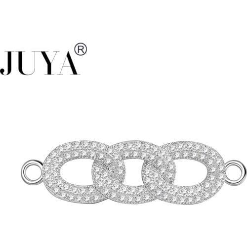 Supplies For Jewelry Wholesale Copper Micro Pave Zircon Rhinestone Loops Connectors Findings DIY Bracelets Necklaces Making