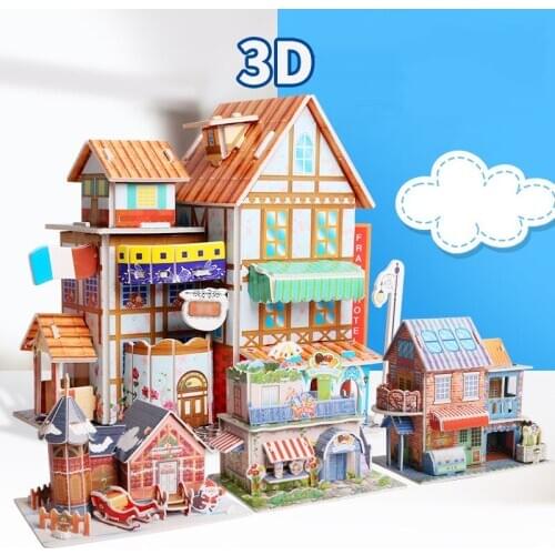 Attractive Cartoon Castle Garden Princess Doll House Furniture DIY Dollhouse 3D Puzzle Interesting Educational Toys For Children
