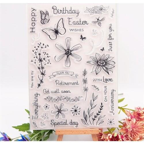 15*21CM Flower Butterfly Transparent Clear Stamps / Silicone Seals Roller Stamp For DIY Scrapbooking Photo Album/Card Making