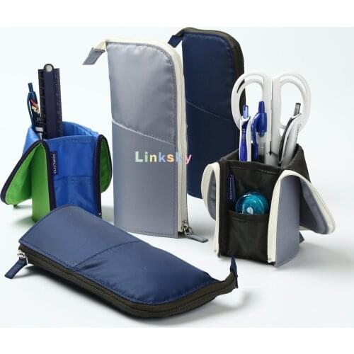 Japan KOKUYO Limited Edition Stationery Bag , Storage Student Standing Pen Bag,All-in-one Function Pen Pouch Large Capacity