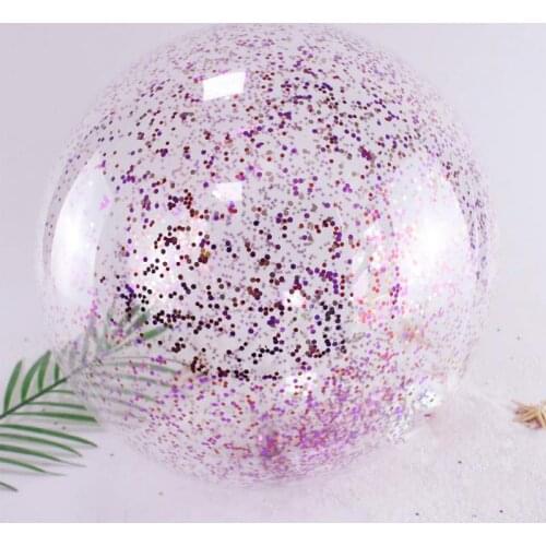 Super Transparent PVC Flash Ball Childrens Summer Beach Pool Party Ball Playing Toys Toys Props Inflatable Sequins Beach Ball