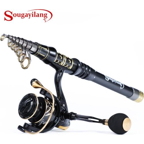 Sougayilang 1.5-3.0m Telescopic Fishing Rod and 12+1BB Fishing Reel Wheel Portable Travel Fishing Rod Spinning Fishing Rod Combo
