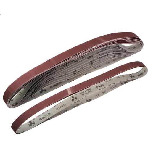 Uxcell 12pcs 1-inch X 42-inch(25mm X 1065mm) Sanding Belt 400 Grit Aluminum Oxide to wood, plastic, fiberglass steel etc