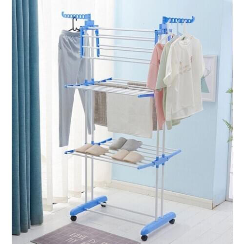 3 Layer Clothes Hanger Clothing Drying Racks Floor Coat Rack Storage Wardrobe perchero de pie kledingrek