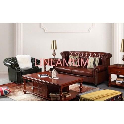 High quality cow top graded real genuine leather sofa/living room sofa furniture American style home used 1+3 seater brown couch