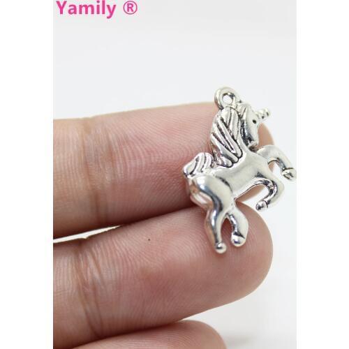 Yamily 15pcs-- Unicorn Charm 23x17mm Antique silver tone 2 Sided unicorn Charm pendant