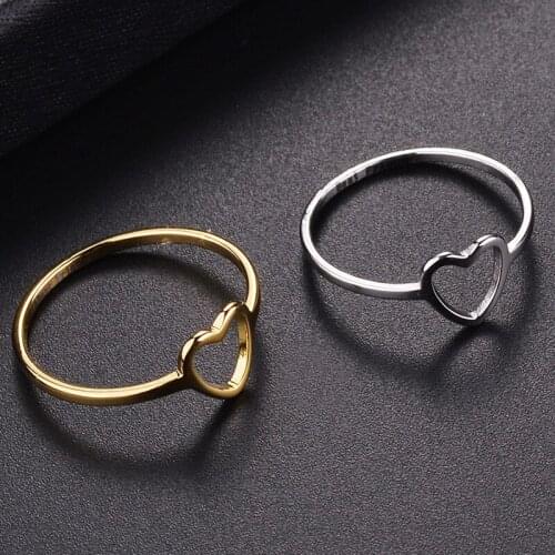 Love Heart Pattern Stainless Steel Ring For Woman Finger Accessories Jewelry Gold Color Engagement Wedding Ring Bauble
