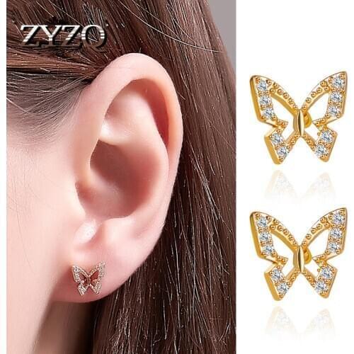 ZYZQ The New Style Of Hong Kong Style Hollow Butterfly Earrings Wild Earrings Trendy Spread The Supply